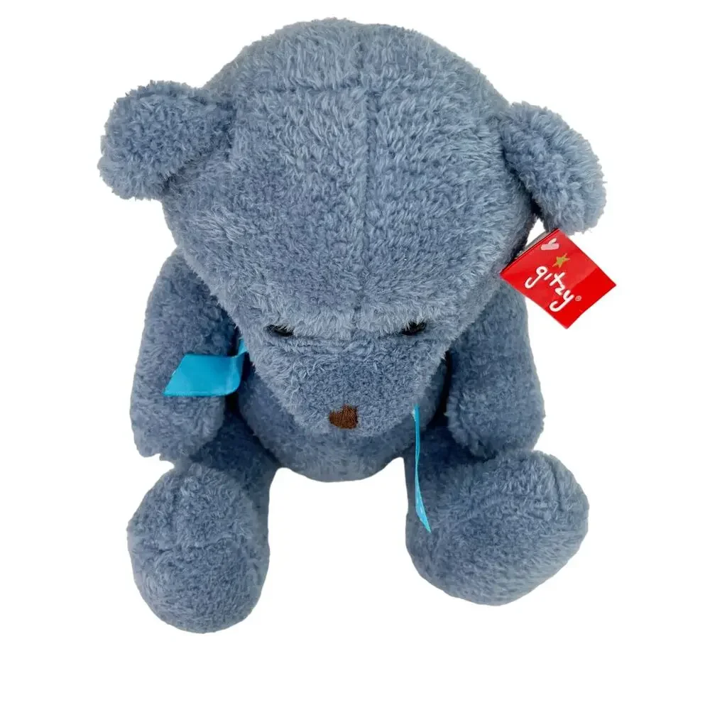 Gitzy Blue Teddy Bear Polka Dot Ribbon 160120 9.5